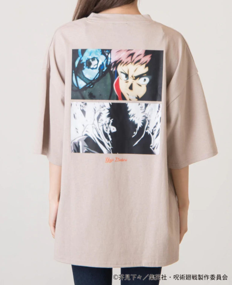WEGO Jujutsu Kaisen T-Shirt Beige Back view on Model